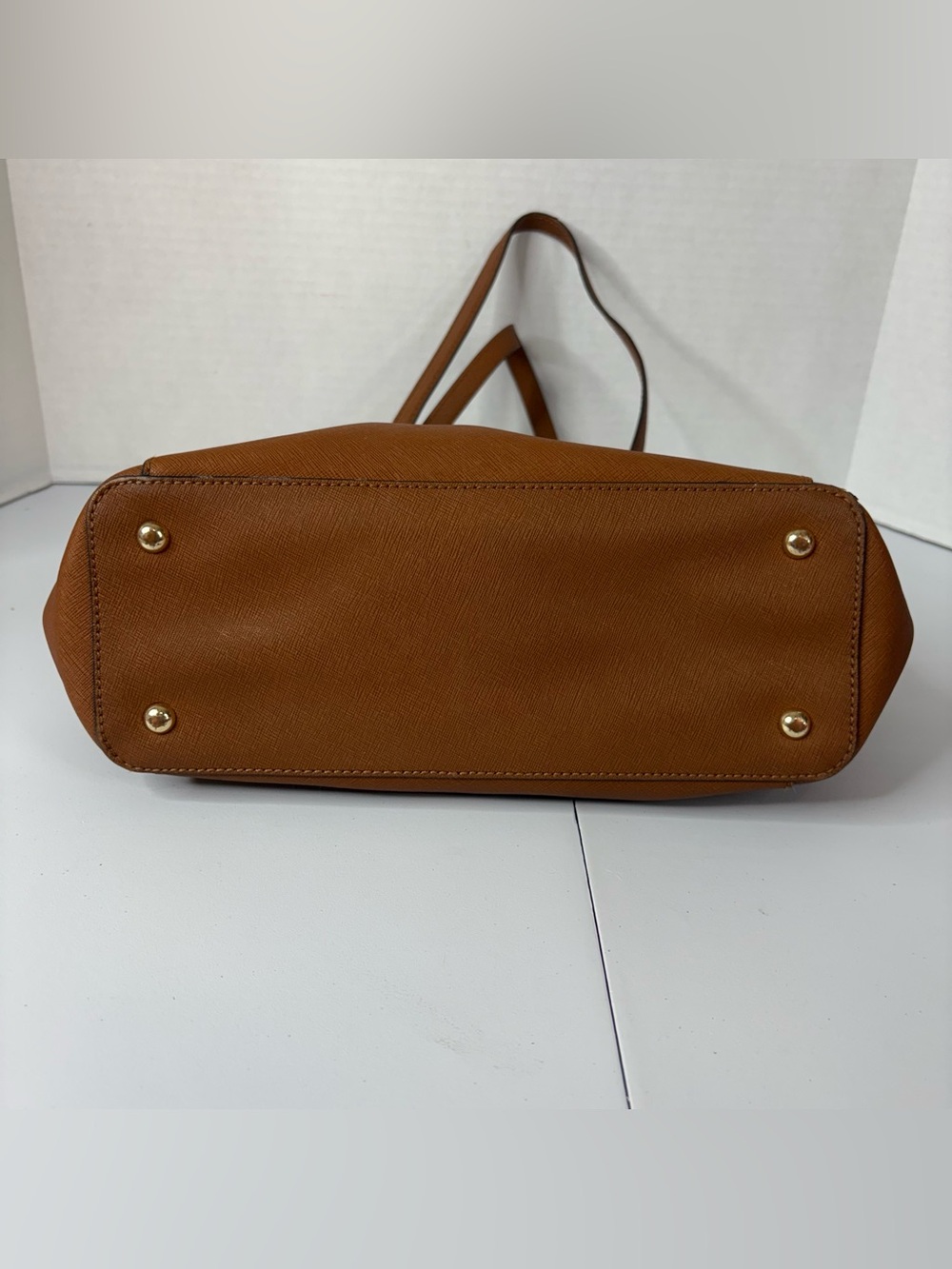 Michael Kors Jet Set Travel Saffiano Leather Tote Bag Acorn Brown Gold Hardware - Picture 11 of 16